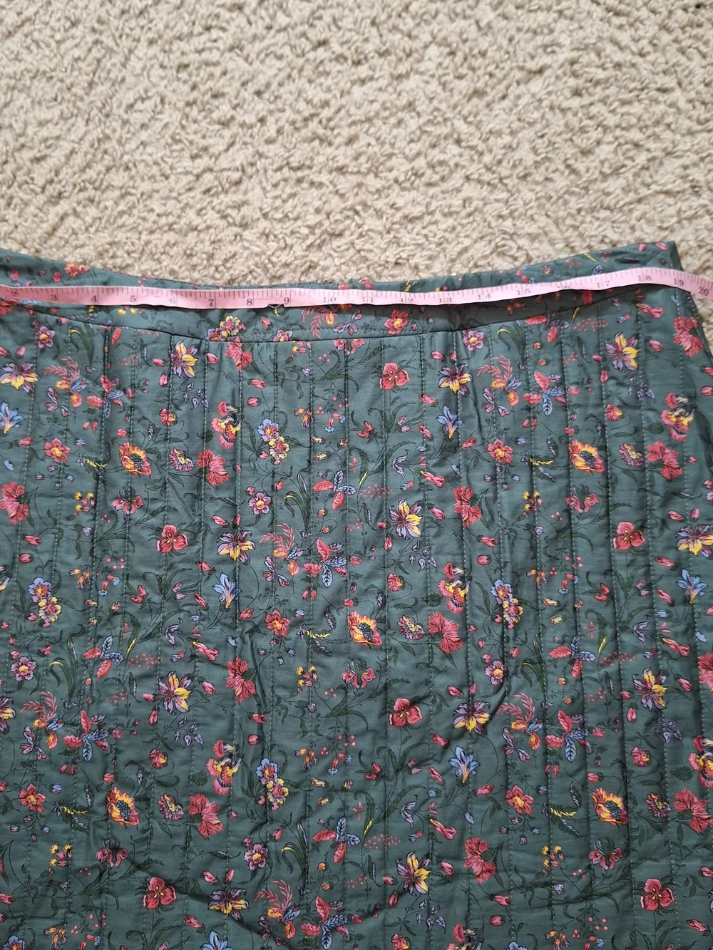 Hill House Home The Olivia Quilted Bottle Green Fleur Floral Mini Skirt Size XXL